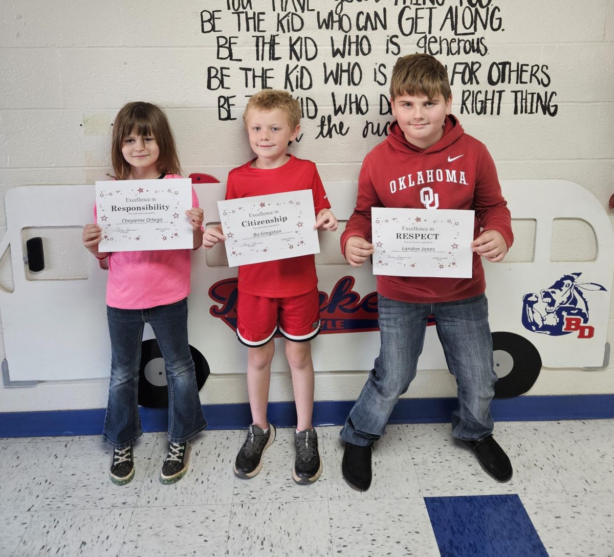 Cheyanne Ortega, Bo Gregston and Landon Jones were selected as character kids on Oct. 21. 